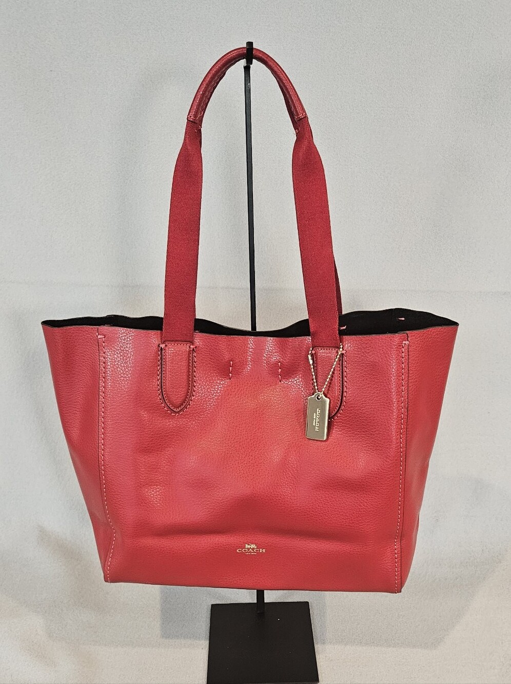 Coach Derby Cherry Red Leather Tote - Picture 1 of 16